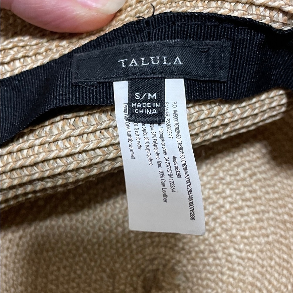 Talula | Tan | Straw | Black Cow Leather Band | Sun Hat | ResortWear | Size S - Picture 7 of 15
